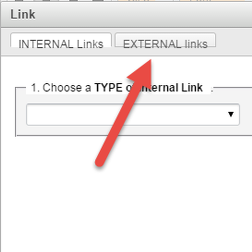 Choose the EXTERNAL link tab.