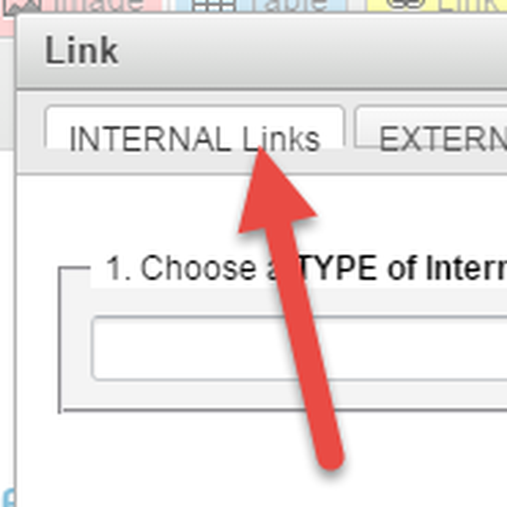 Choose the INTERNAL link tab