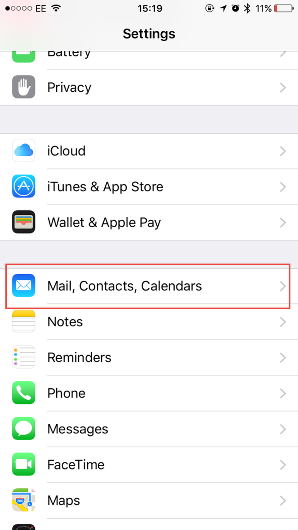Go to settings and choose mail