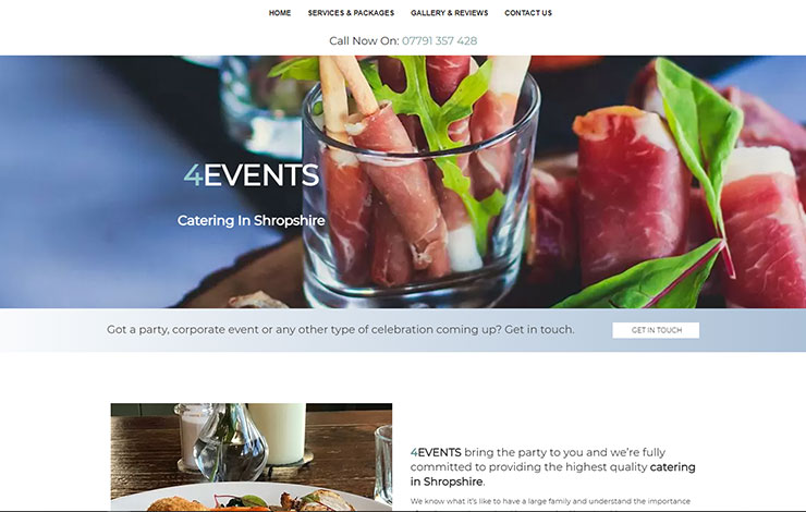 Website Design for Catering in Shropshire | 4EVENTS