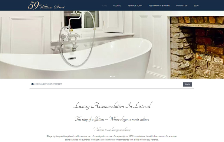 Website Design for Luxury Accommodation in Listowel | 59 William Street