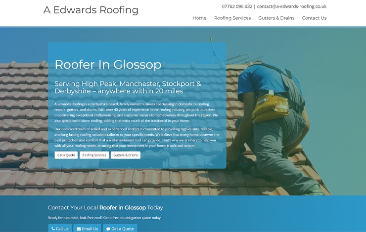 Website Design for Roofer in Tameside | A Edwards Roofing