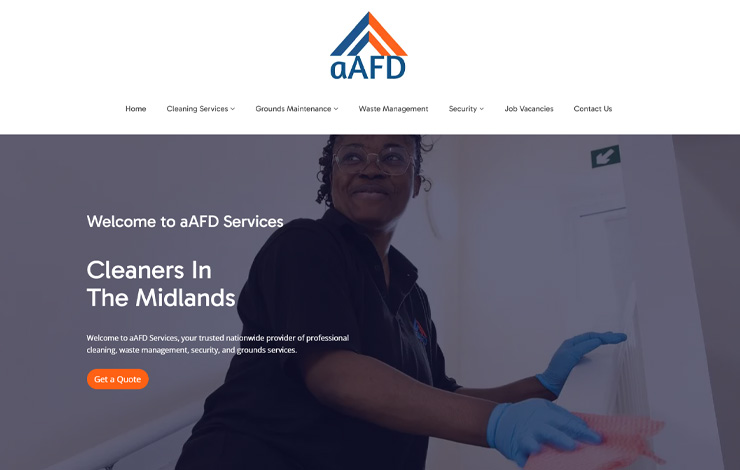 Website Design for Professional Cleaners in the Midlands | aAFD Services