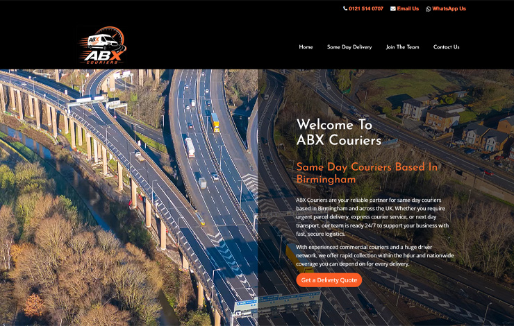 Website Design for Same Day Couriers in Birmingham | ABX Couriers