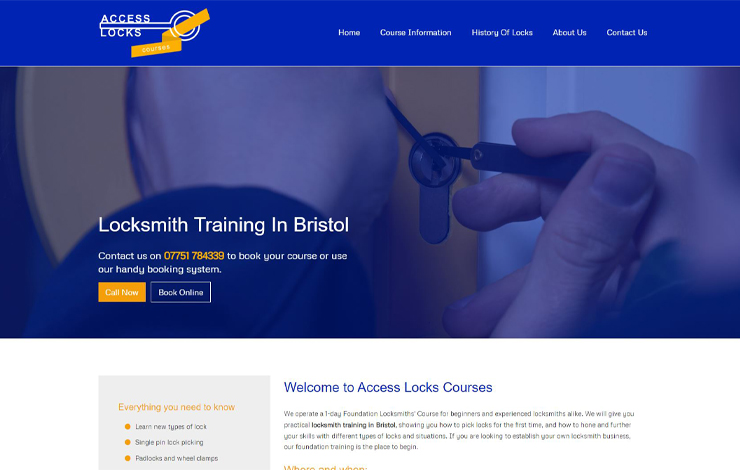 Website Design for Locksmith training in Bristol | Access Locks