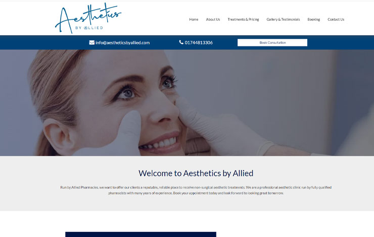 Website Design for Aesthetics In St Helens | Aesthetics by Allied