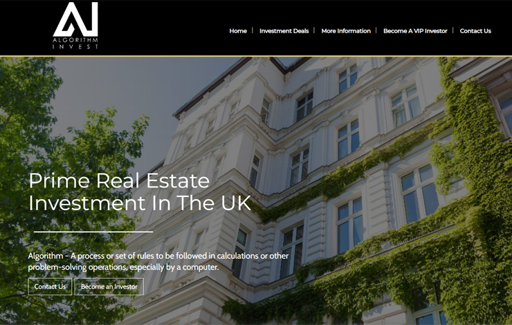 Website Design for Real Estate Investment in the UK | Algorithm Invest