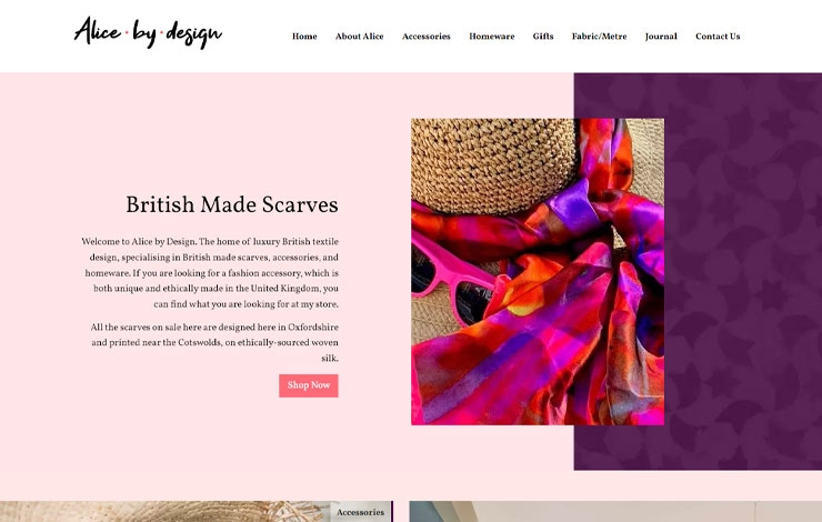Website Design for British Made Scarves | Alice By Design