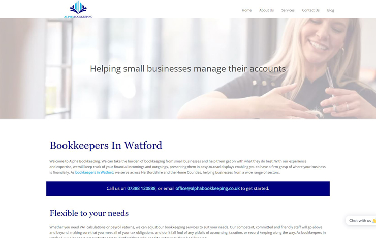 Website Design for Bookkeepers in Watford | Alpha Bookkeeping
