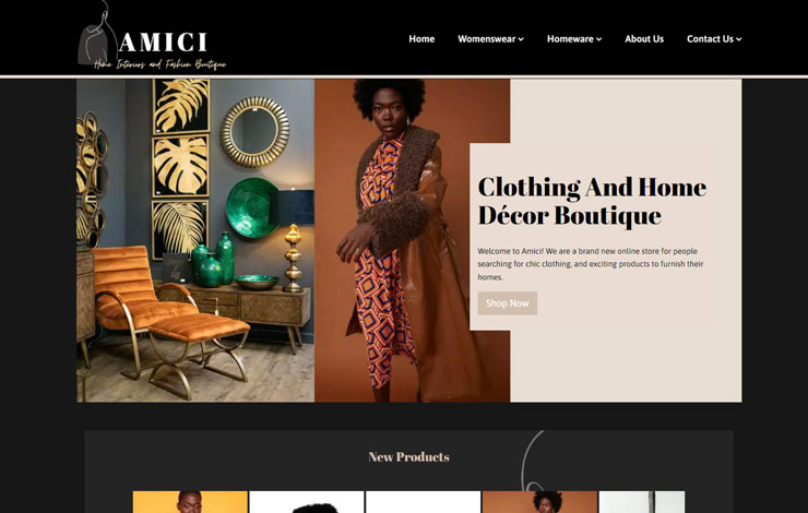 Website Design for Clothing And Home Décor Boutique | Amici Home