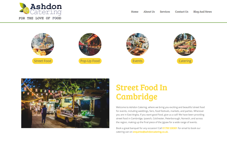Website Design for Street Food in Cambridge | Ashdon Catering