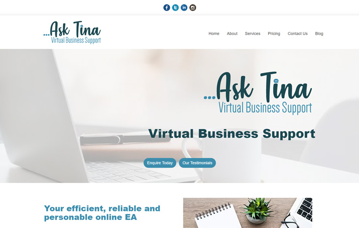Website Design for Virtual Business Support | Ask Tina