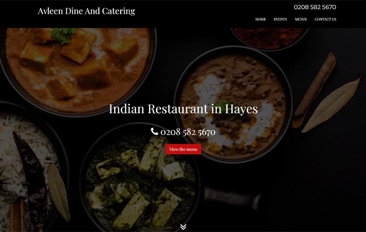 Website Design for Indian Restaurant in Hayes | Avleen Dining & Catering Ltd