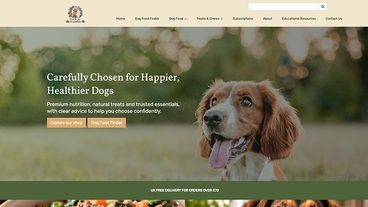 Website Design for Dog Food Finder | Bark & Bramble