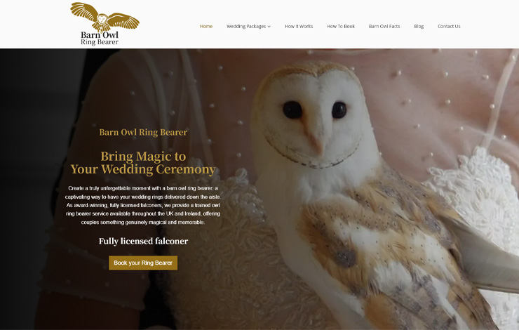 Website Design for Barn Owl Ring Bearer for Weddings | Barn Owl Ring Bearer