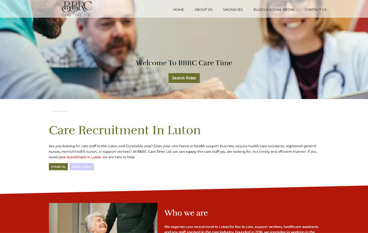 Website Design for Care Recruitment in Luton | BBRC Care Time
