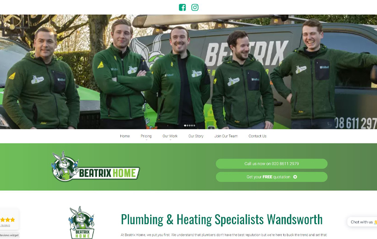 Website Design for Plumbing & Heating Specialists Wandsworth | Beatrix Home