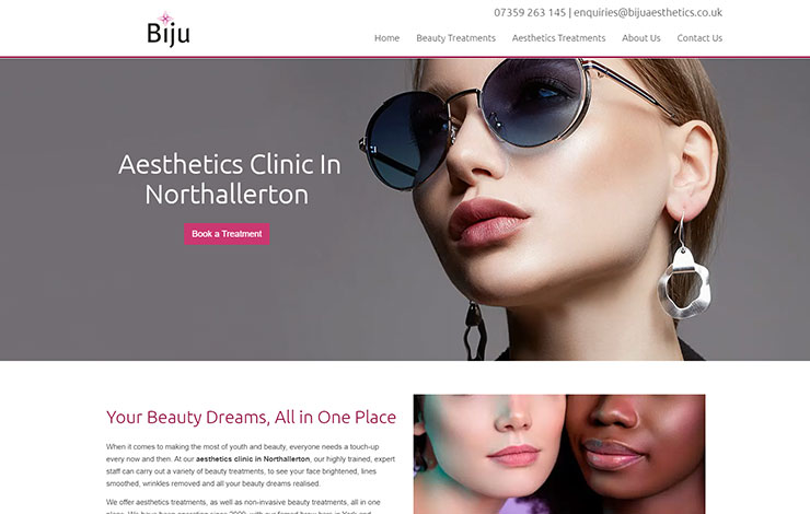 Website Design for Aesthetics Clinic in Northallerton | Biju Aesthetics