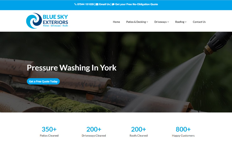 Website Design for Professional Pressure Washing in York | Blue Sky Exteriors