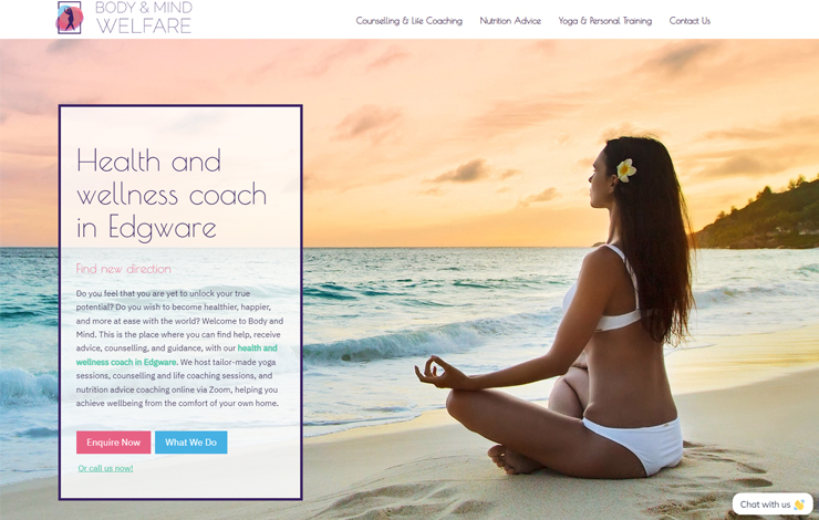 Website Design for Health and wellness coach in Edgware | Body and Mind