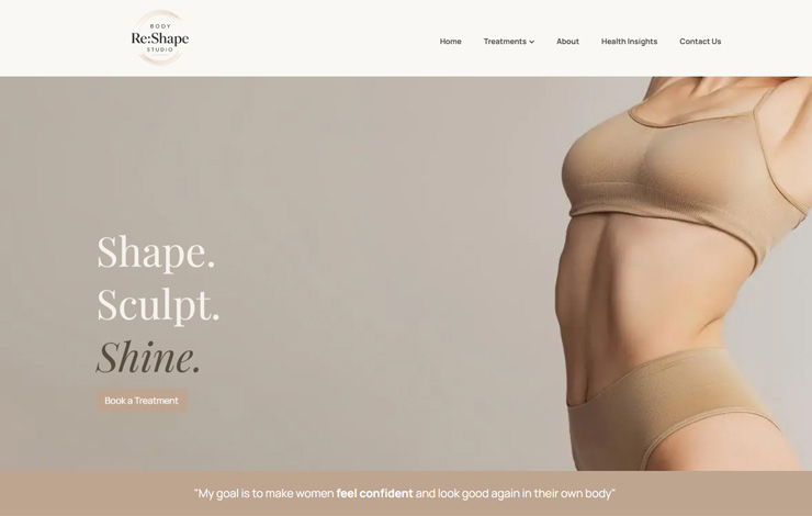 Website Design for Natural Body Sculpting in Richmond | Body Re:Shape Studio
