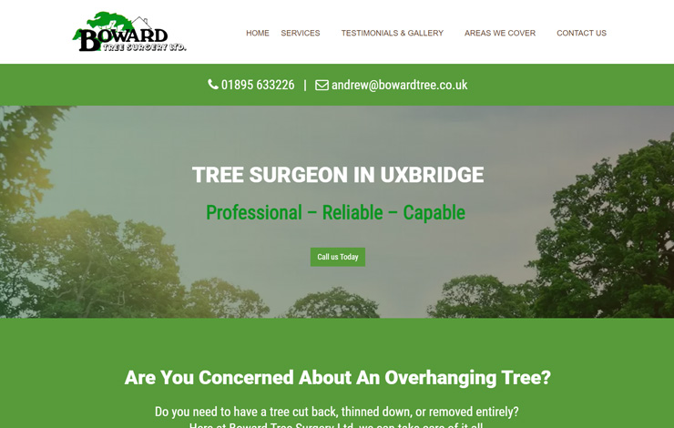 Website Design for Tree surgeon in Uxbridge | Boward Tree Surgery Ltd
