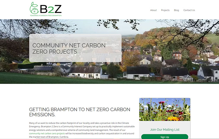Website Design for Community net carbon zero projects | Brampton 2 Zero