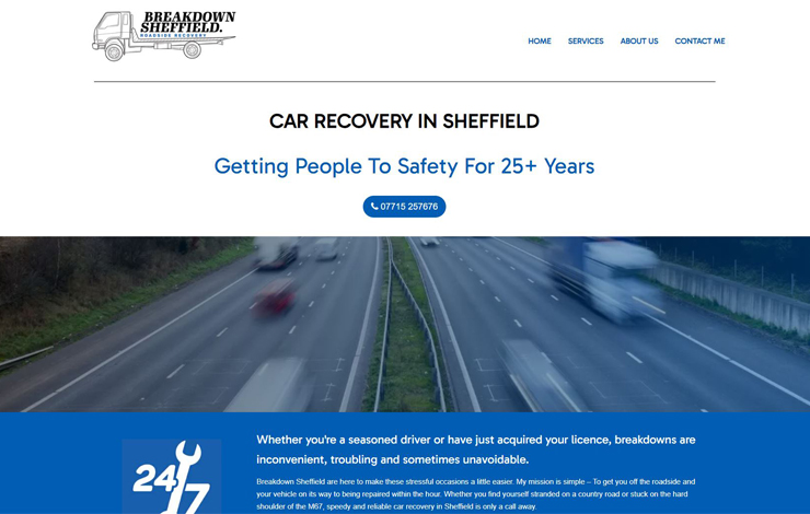 Website Design for Car Recovery in Sheffield | Breakdown Sheffield
