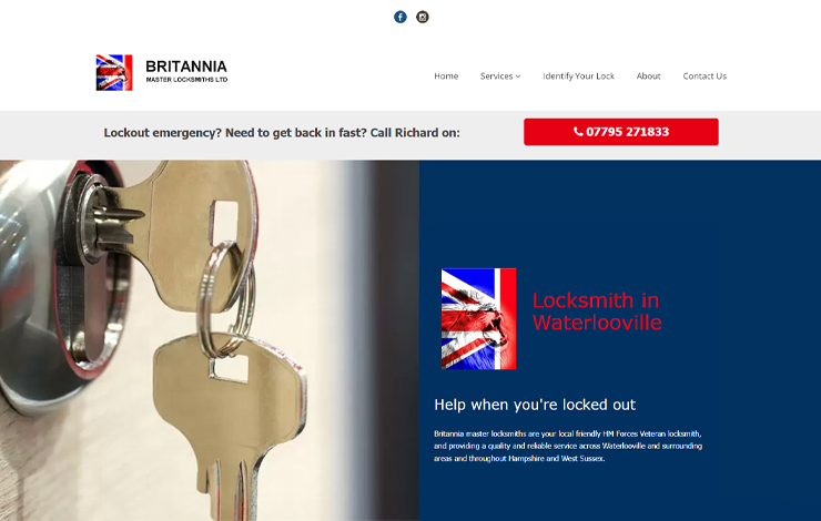 Website Design for Locksmith in Waterlooville | Britannia Locksmiths