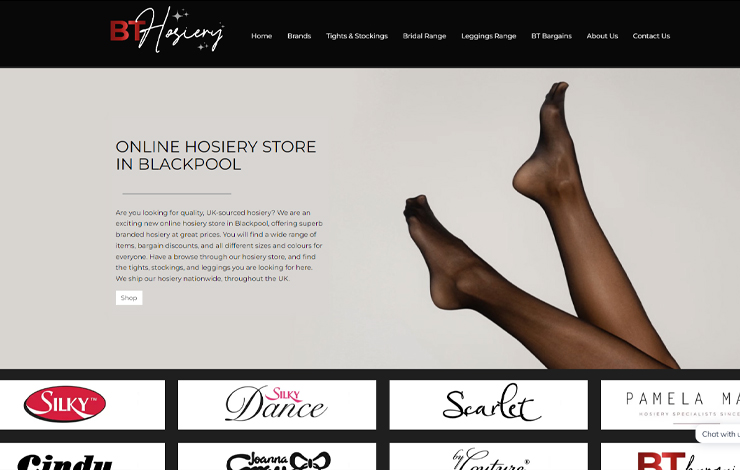 Website Design for Online hosiery store in Blackpool | B T Hosiery Ltd