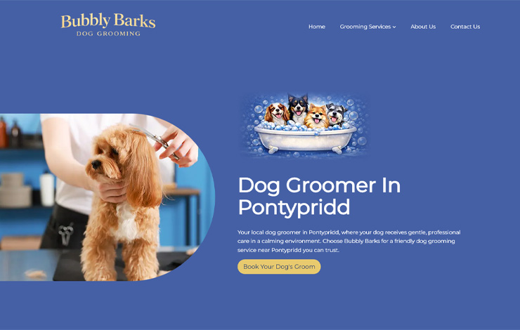 Website Design for Gentle Dog Grooming in Pontypridd | Bubbly Barks