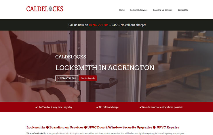 Website Design for Locksmith in Accrington | Caldelocks