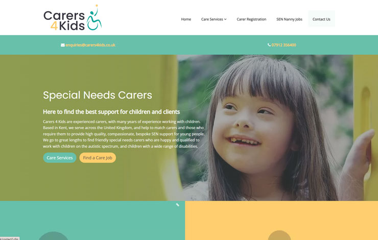 Website Design for Special needs carers | Carers 4 Kids