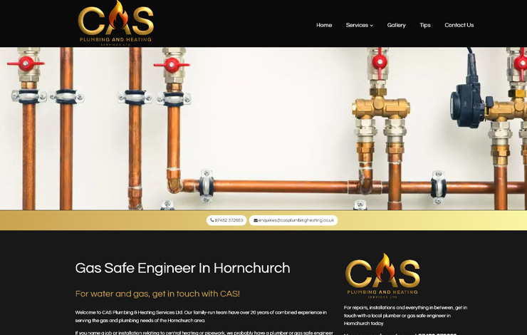 Website Design for Gas Safe Engineer in Hornchurch | CAS Plumbing & Heating 