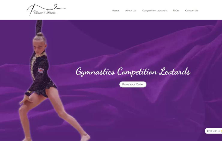 Website Design for Gymnastics Competition Leotards | Charm’n Textiles
