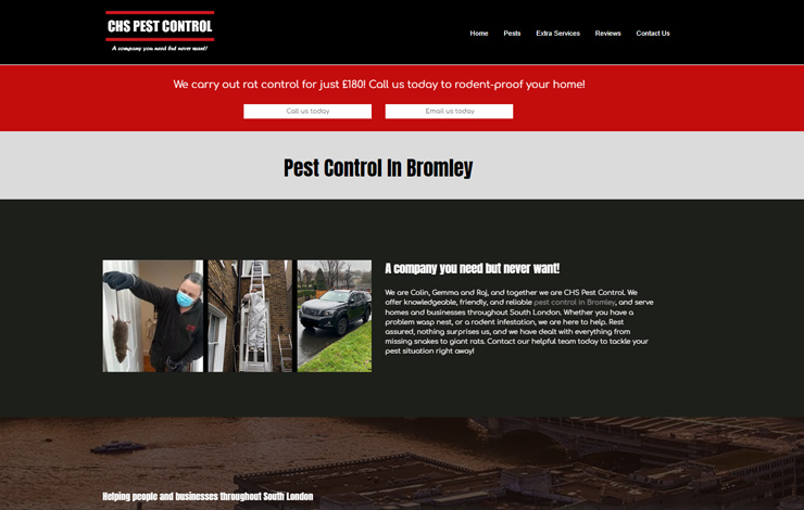 Website Design for pest control in Bromley | CHS Pest Control