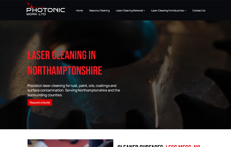 Website Design for Laser Cleaning in Northamptonshire | Photonic Work Ltd