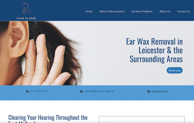 Website Design for Ear Wax Removal in Leicester | Clear to Hear!