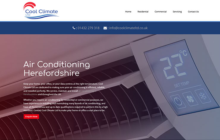 Website Design for Air Conditioning Herefordshire | Cool Climate Ltd