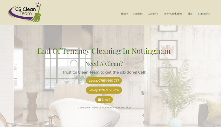 Website Design for End of Tenancy Cleaning Based in Nottingham | Cs Clean Team