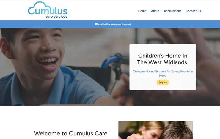 Website Design for Childrens Home West Midlands  | Cumulus Care Services