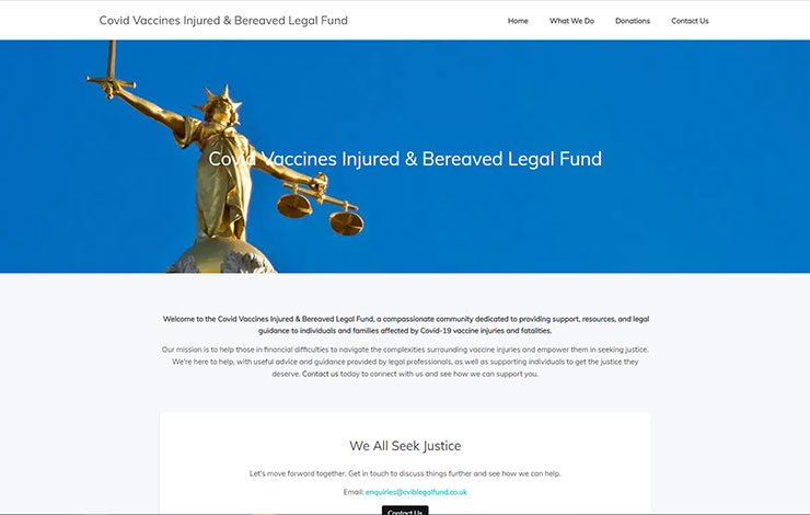 Website Design for Covid Vaccines Injured & Bereaved Legal Fund