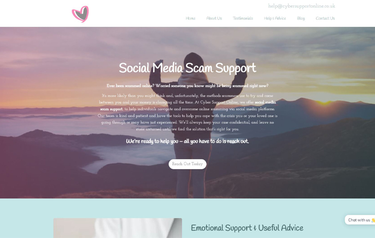 Website Design for Social Media Scam Support | Cyber Support Online