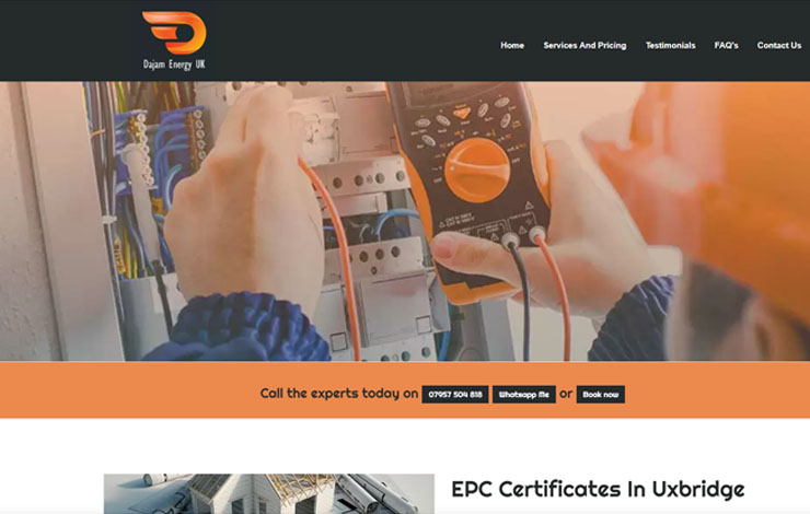 Website Design for Dajam Energy | EPC Certificates in Uxbridge