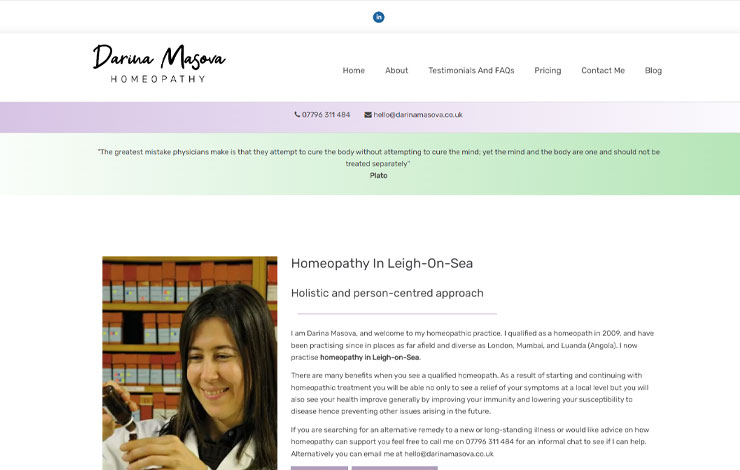 Website Design for Homeopathy in Leigh-on-Sea | Darina Masova