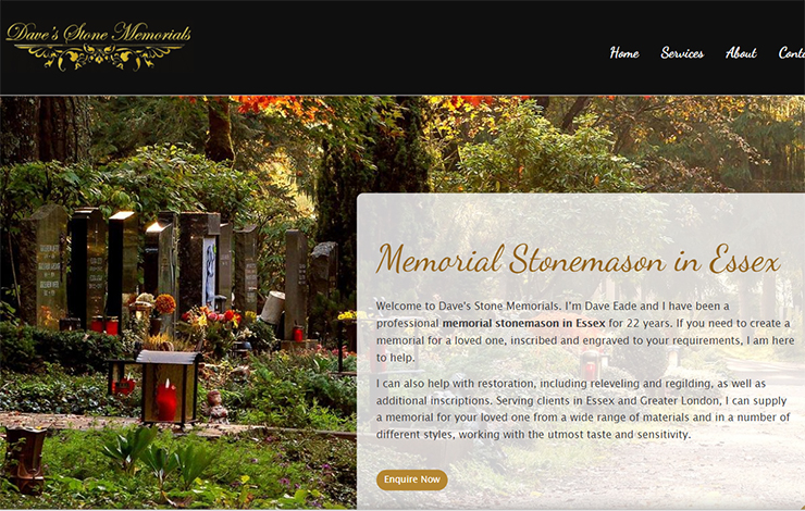 Website Design for Memorial Stonemason in Essex | Dave Stone Memorials