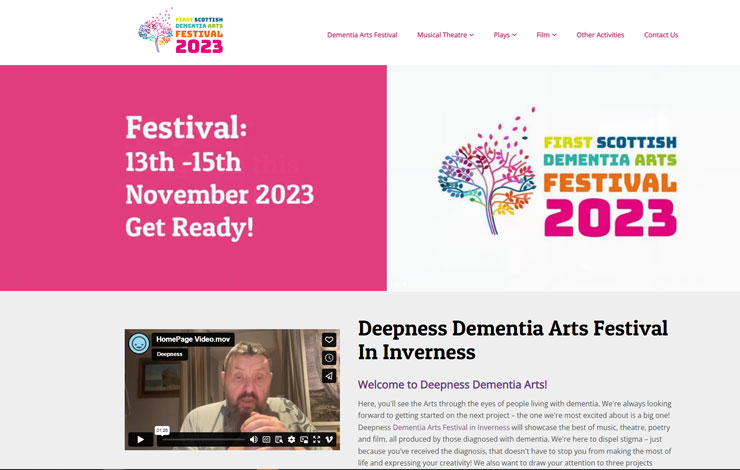Website Design for Dementia Arts Festival in Inverness | Deepness Dementia Arts