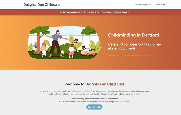 Website Design for Childminding in Dartford | Delights Den Child Care