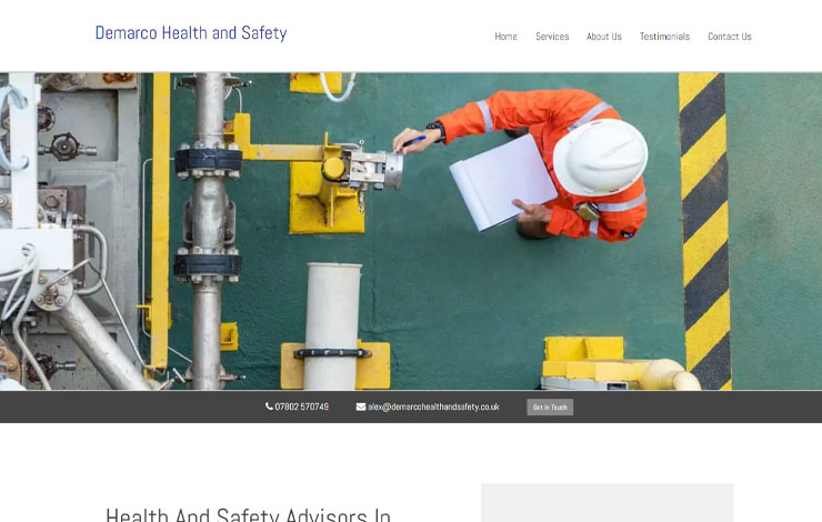 Website Design for Health and Safety Advisors in Chester | De Marco              