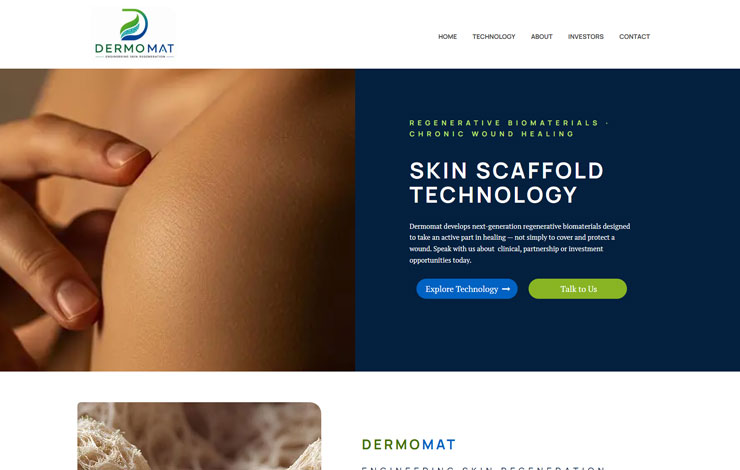 Website Design for Revolutionary Skin Scaffold Technology | Dermomat